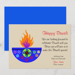 Invitación Diya colorida lámpara Diwali