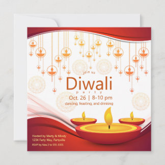 Invitación Diyas colgando del Diwali contemporáneo