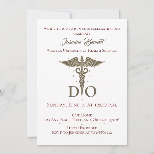 Invitación DO Fiesta de Graduación de Médicos Ostópicos (Anverso)