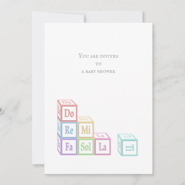 Invitación "Do Re Mi Fa So La Ti", Bloques Musicales De Bebés (Anverso)