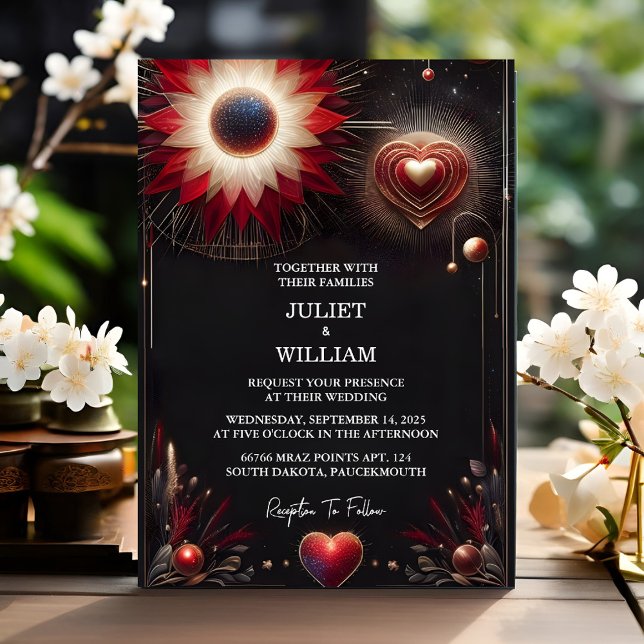 Invitación Do Ruby Thick Claret White Heart Red Black Boda (Subido por el creador)