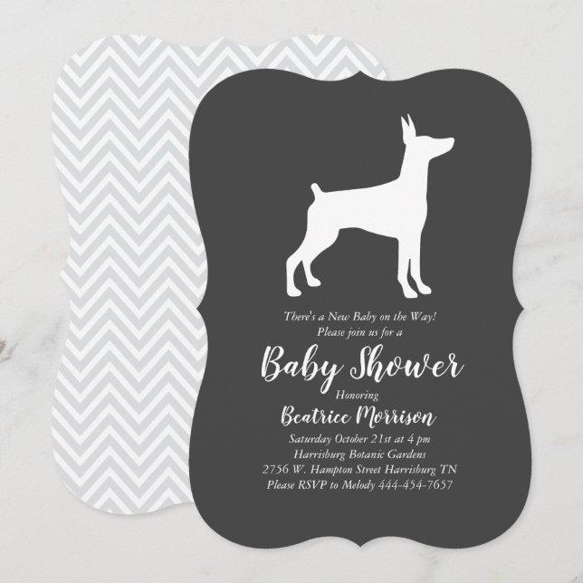 Invitación Doberman Pinscher Baby Shower Sexo neutral (Anverso / Reverso)