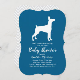 Invitación Doberman Pinscher Dog Baby Shower Blue Boy