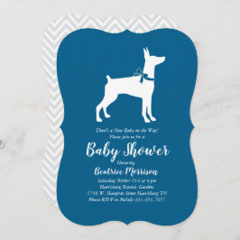 Invitación Doberman Pinscher Dog Baby Shower Blue Boy