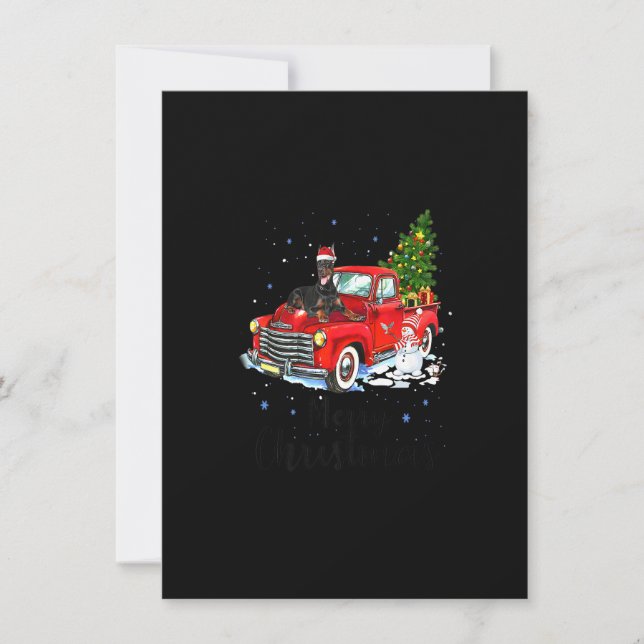 Invitación Doberman Pinscher Ride Red Truck Christmas Pajama  (Anverso)