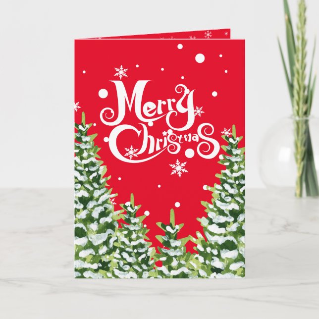 Invitación doblada a los Árboles de nieve navideña (Anverso)