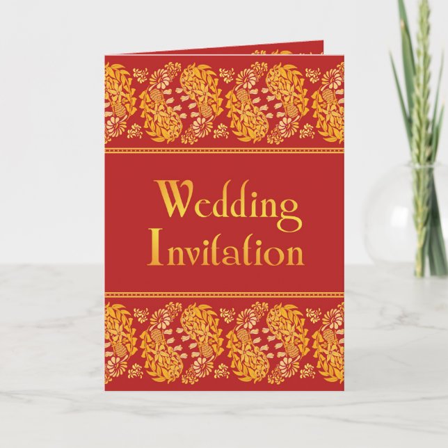 Invitación doblada boda india de la tarjeta (Anverso)