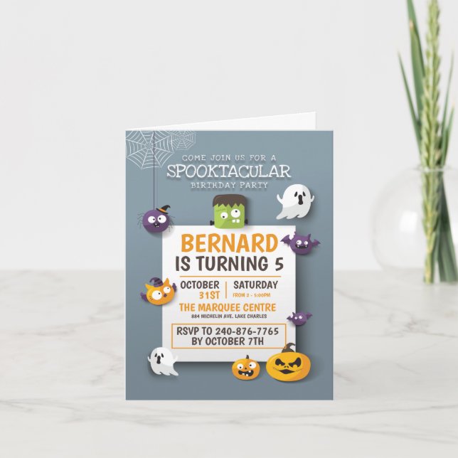 Invitación doblada de Fiesta de cumpleaños de niño (Anverso)