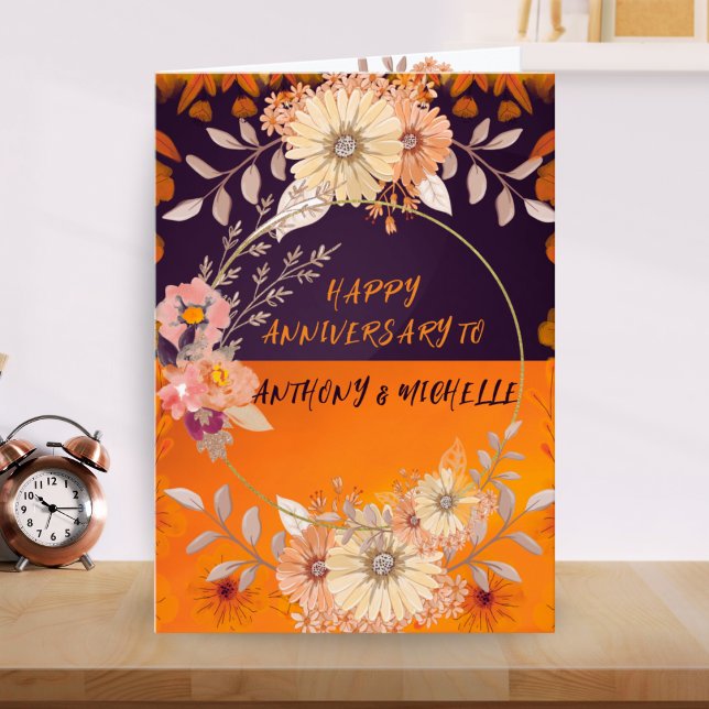 Invitación doblada del Boho floral monocromo naran (Subido por el creador)
