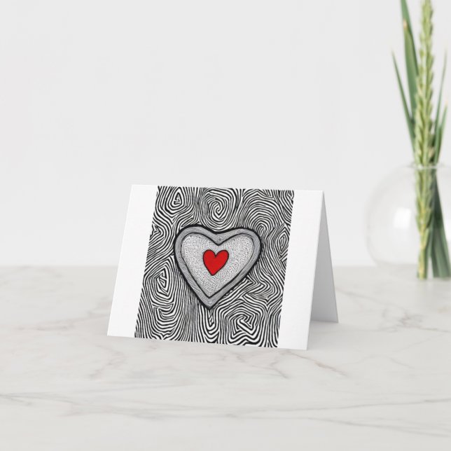 Invitación doblada doodle amor corazón invitación (Anverso)