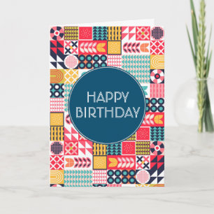 Invitación doblada floral-geométrica de Bauhaus