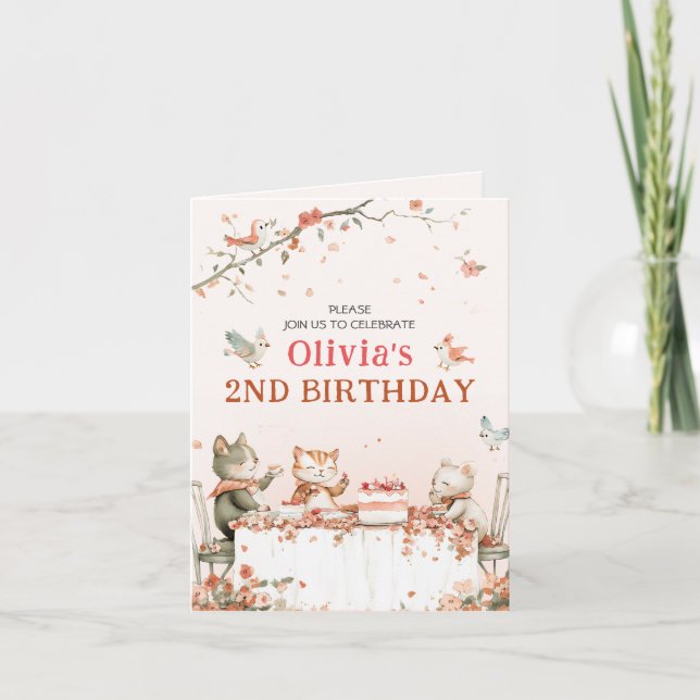 Invitación doblada para fiesta de floración con ga (Anverso)