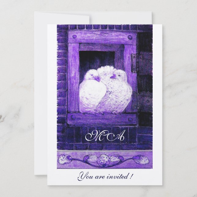 Invitación DOBLAS BLANCAS EN EL monograma DE LA VENTANA, meta (Anverso)