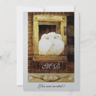 Invitación DOBLAS BLANCAS EN EL monograma VENTANA metálico pl