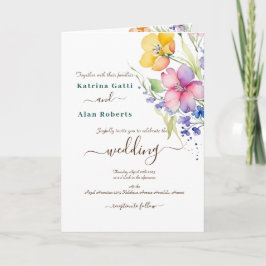 Invitación Doble Amarillo Flor de Melocotón Rosa