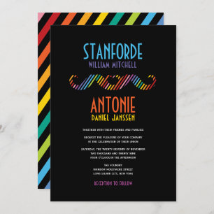 Invitación Doble arco iris mastaza simple Boda gay moderno