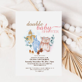 Invitación Doble Baby Shower Cute Moderno Baby Shower