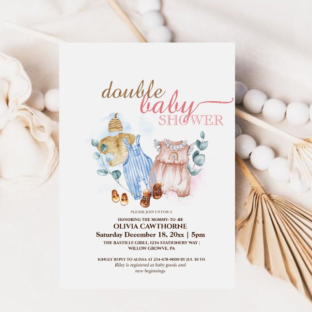Invitación Doble Baby Shower Cute Moderno Baby Shower (Subido por el creador)