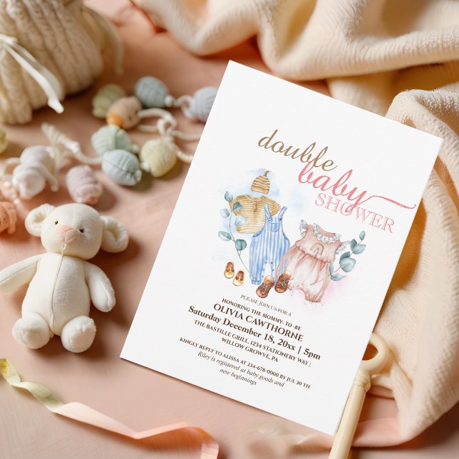 Invitación Doble Baby Shower Cute Moderno Baby Shower (Subido por el creador)
