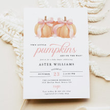 Doble Baby Shower de Calabaza con Lazo Rosa