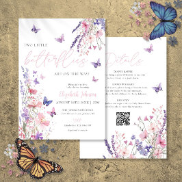 Invitación Doble Baby Shower de Dos Pequeñas Mariposas Todo E