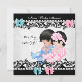 Invitación Doble Baby Shower lindo Chica rosa azul