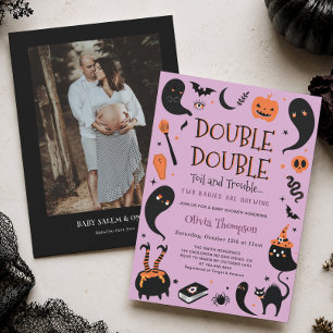 Invitación Doble Bebé Brewing Gemelos Halloween Fiesta de Beb