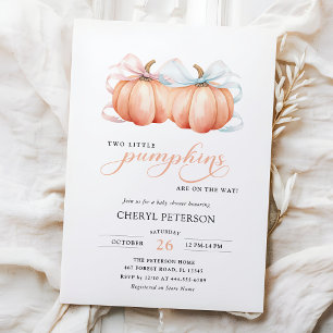 Invitación Doble Calabacines Pequeños Niño Niña Baby Shower