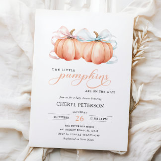 Invitación Doble Calabacines Pequeños Niño Niña Baby Shower