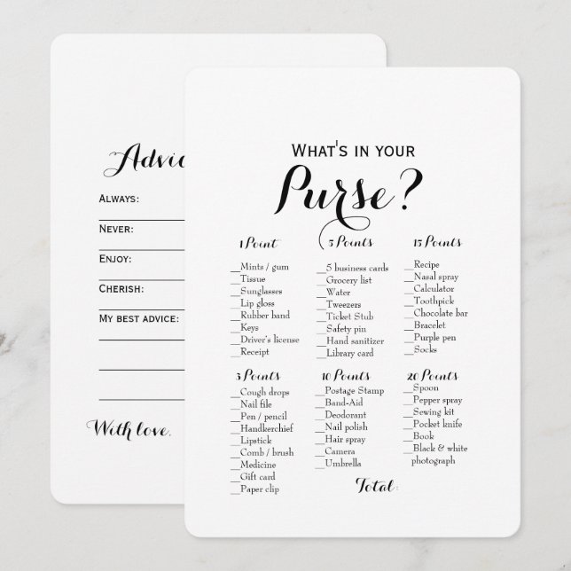 Invitación Doble cara - 2 juegos de desfile de novia Bolsa |  (Anverso / Reverso)