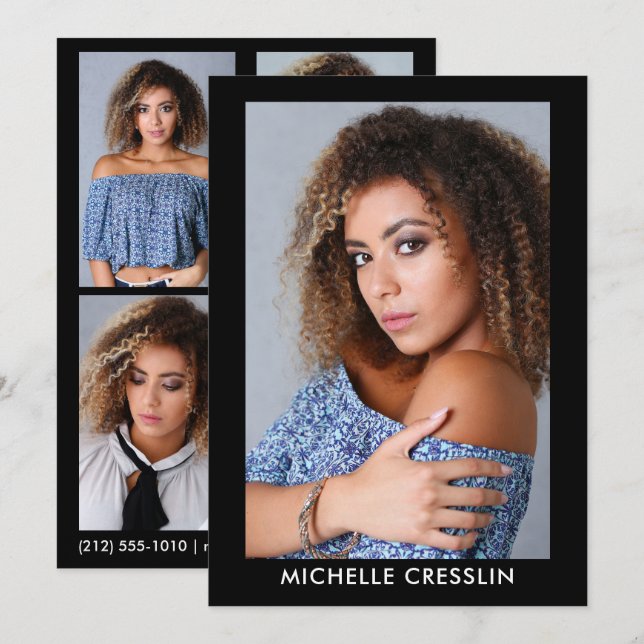 Invitación Doble cara 4 Photo Model Actor Comp Zed Card 5x7 (Anverso / Reverso)