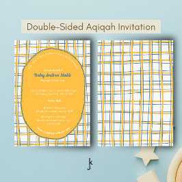 Invitación Doble Cara Blanco Amarillo Brillante Cuadro Dibuja