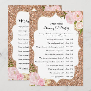 Invitación Doble cara - Deseos de juegos de Baby Shower   Adi