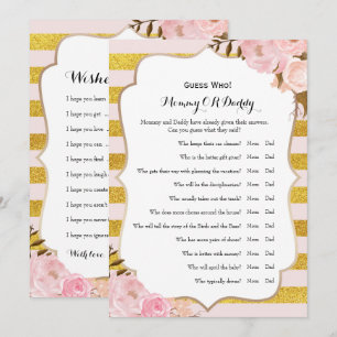 Invitación Doble cara - Deseos de juegos de Baby Shower   Adi