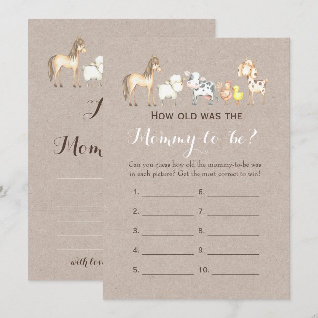 Invitación Doble cara- Dos juegos Baby Shower- Qué viejo | As (Anverso / Reverso)