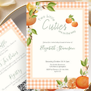 Invitación Doble Cara Lindos Gemelos Baby Shower