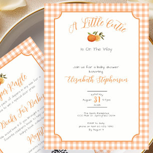 Invitación Doble Cara Little Cutie Gingham Baby Shower 