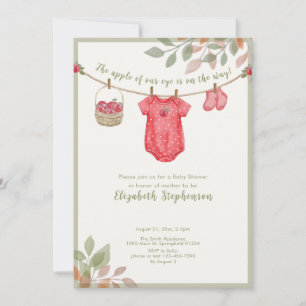Invitación Doble Cara Manzana De Nuestro Ojo Ducha De Bebé De