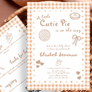 Invitación Doble Cara Naranja Gingham Cutie Pie Baby Shower