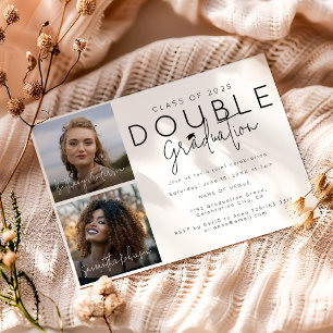 Invitación Doble Celebración 2 Foto Graduación