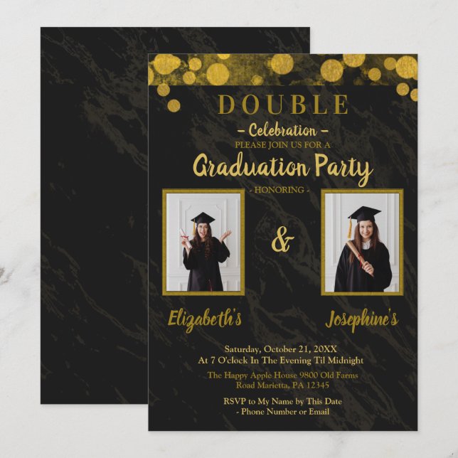 Invitación Doble celebración conjunta de la fiesta de graduac (Anverso / Reverso)