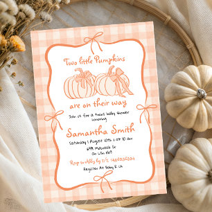 Invitación Doble Celebración de Bebé de Calabaza Dibujada a M