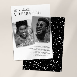 Invitación Doble Celebración de Cumpleaños con Foto Moderna