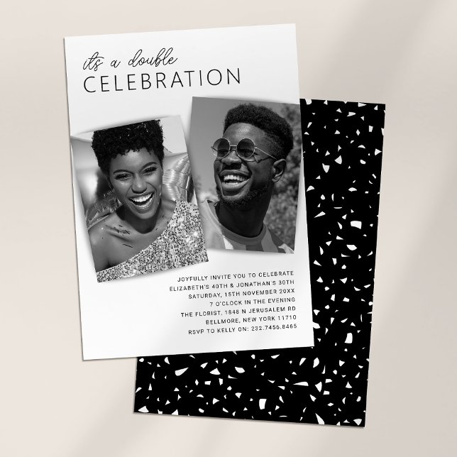 Invitación Doble Celebración de Cumpleaños con Foto Moderna (Subido por el creador)
