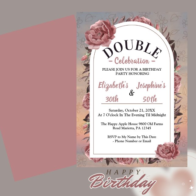 Invitación Doble Celebración de Cumpleaños Floral (Subido por el creador)