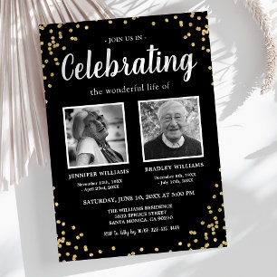 Invitación Doble Celebración de la Vida Funeral con Foto