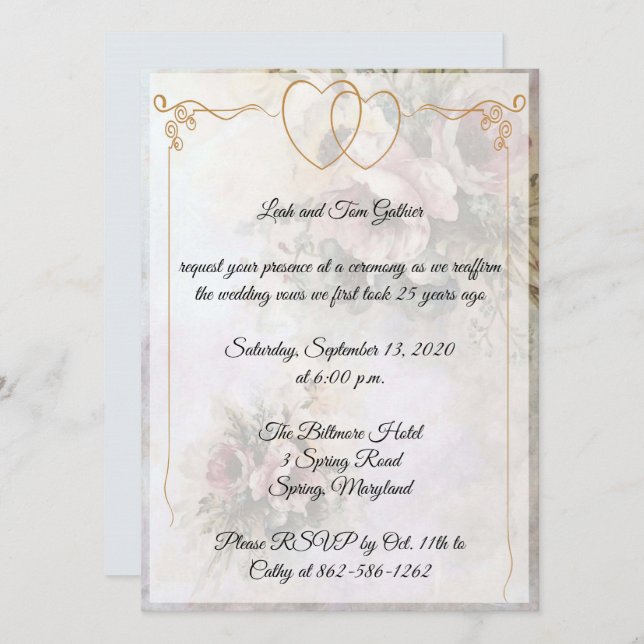 Invitación Doble Celebración del Aniversario del Corazón (Anverso / Reverso)