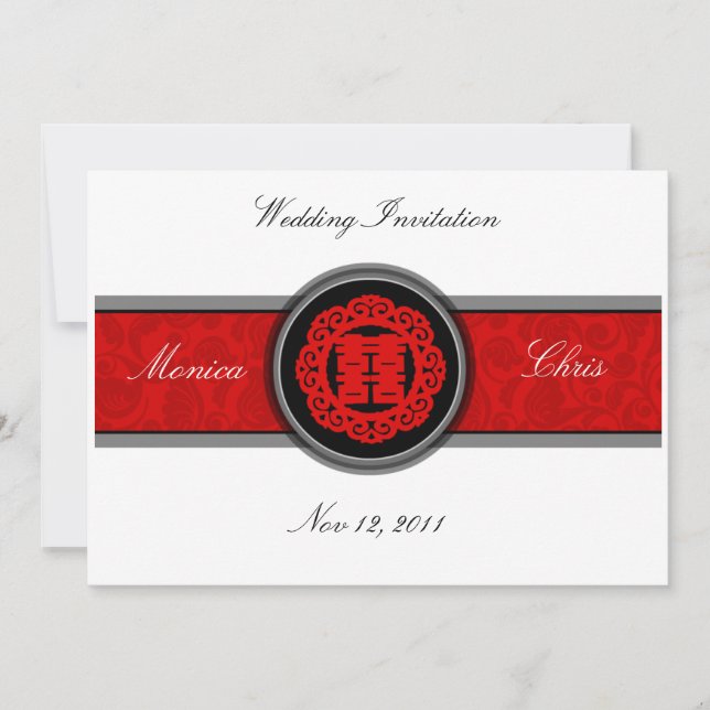 Invitación doble china A001 del boda de la (Anverso)