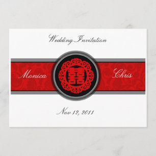 Invitación doble china A001 del boda de la