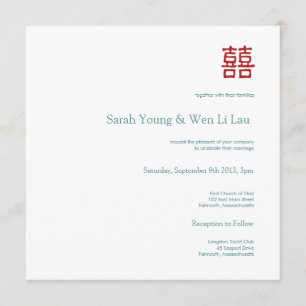 Invitación doble china de la boda de la felicidad